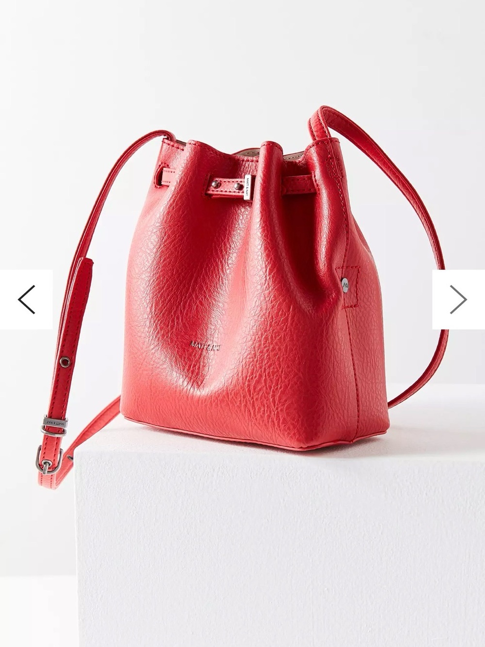 Mat & Nat Red Leather Drawstring Crossbody